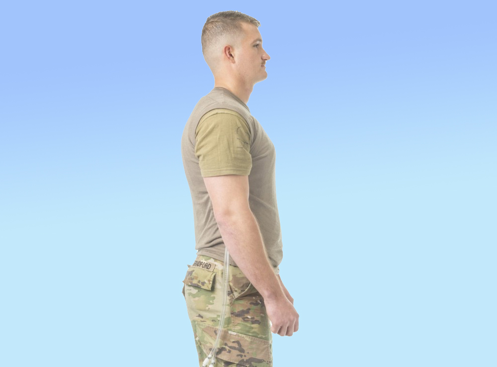 Soldier standing with liquid cooling garments